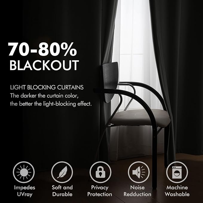 MIULEE Velvet Curtains Charcoal Grey 52 x 84 Inch Length Set of 2 | Grommet - Image 5