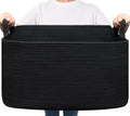 Goodpick Large Woven Rope Blanket Basket, 75L | 21.6'' x 14.9'' x 11.8'' by Goodpick