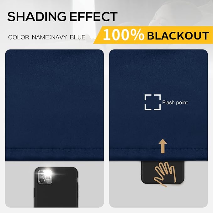 Yakamok Navy Blue Blackout Curtains 96 inches Long - Image 2