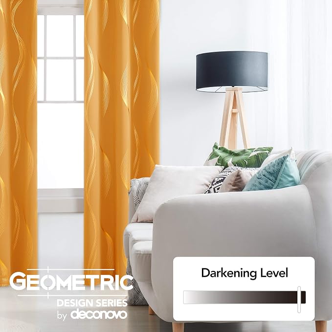 Deconovo Curtains for Living Room, Pattern Blackout Curtains 95 Inches Long | - Image 4
