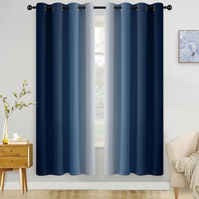 COSVIYA Grommet Ombre Room Darkening Curtains 72 inch Length 2 Panels, 52x72 by COSVIYA