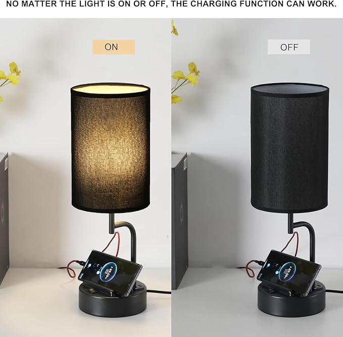 Dreamholder Table Lamp with 3 USB Charging Ports, Modern Desk Lamp with AC - Image 5