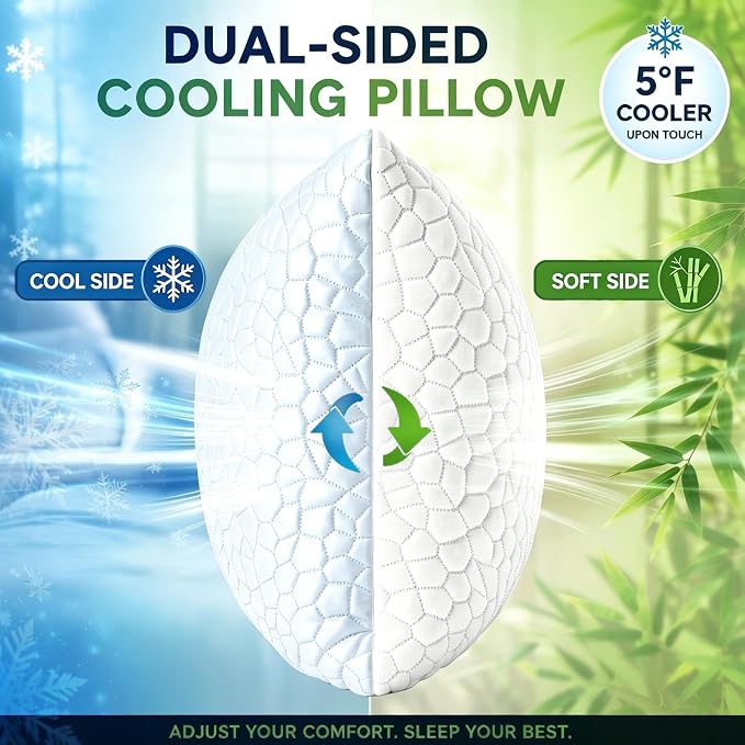 SUPA MODERN Cooling Pillow Standard Size Set of 2, CertiPUR-US Shredded Memory - Image 2