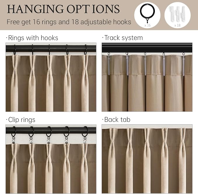 Beige Velvet Pinch Pleated Curtains 84 Inches Long - Image 4