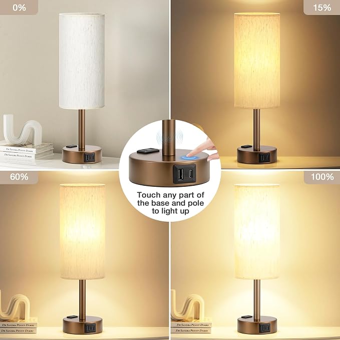 Brown Bedside Table Lamp for Bedroom - Image 3