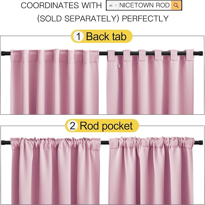 NICETOWN Short Curtain Blackout Panels Window Draperies - Image 3