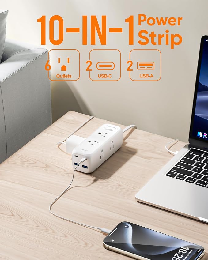 Olcorife Flat Plug Power Strip - Image 2