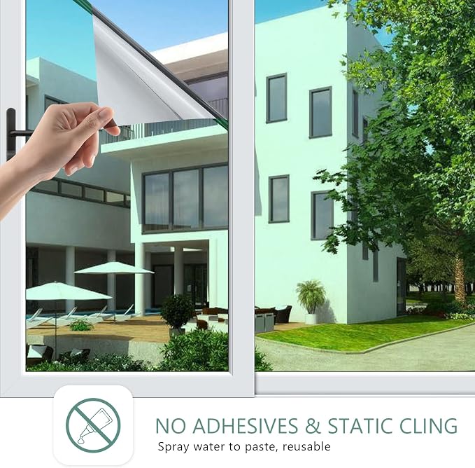 One Way Privacy Window Film Heat Control Mirror Tint 17.5inx15.7ft | Daytime - Image 3