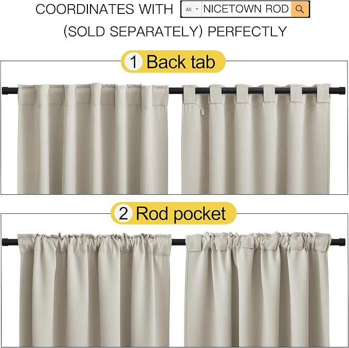 NICETOWN Bedroom Blackout Curtain Panels - Image 3