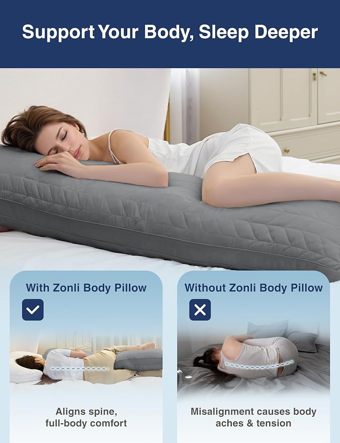ZonLi Long Body Pillow for Adults, Firm Body Pillow - Image 7