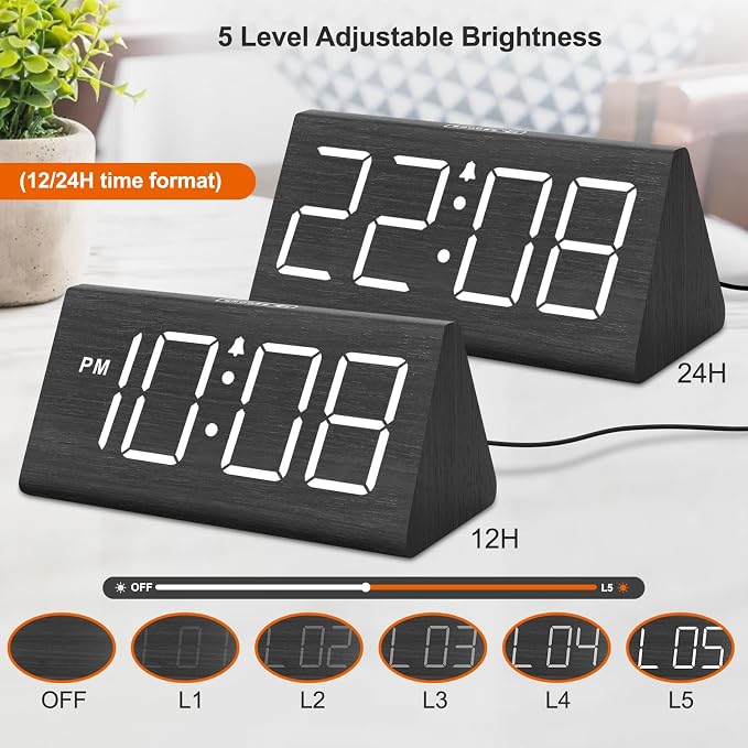 DreamSky Wooden Digital Alarm Clock - Image 4