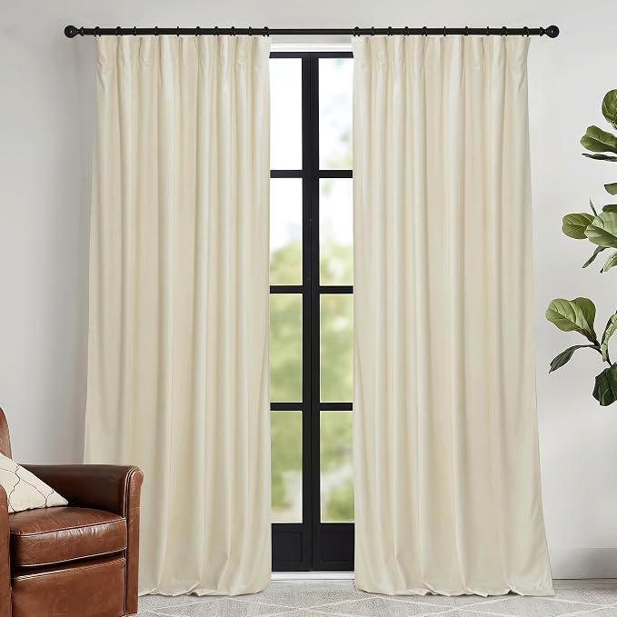 RYB HOME Velvet Curtains 102 inches Long, Extra Long High Ceiling Curtains | by RYBHOME
