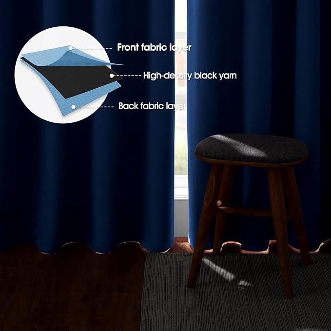 HOMEIDEAS Blackout Curtains for Bedroom 52 X 63 Inch 2 Panels Baby Blue Room - Image 3