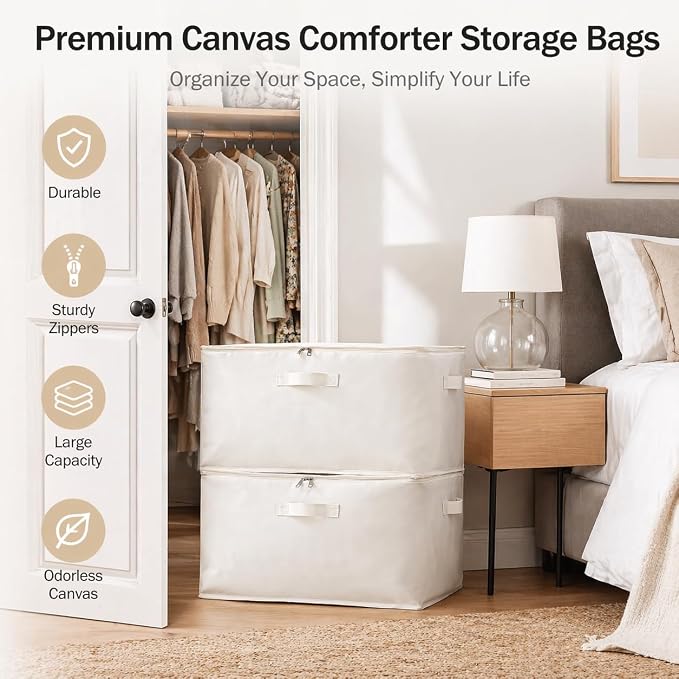 6 Pack Canvas Comforter Storage Bags - Image 3