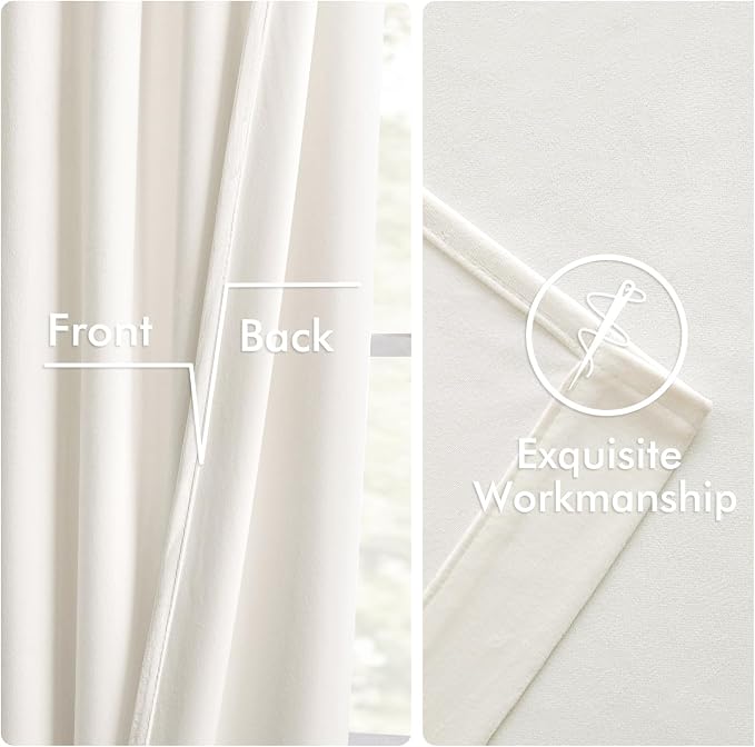 MIULEE Velvet Curtains 50W x 108L 2 Panels Ivory Blackout Curtains | Luxury - Image 6