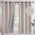 YoungsTex Linen Blackout Curtains 63 Inch Length Bedroom Beige Darkening | by YoungsTex