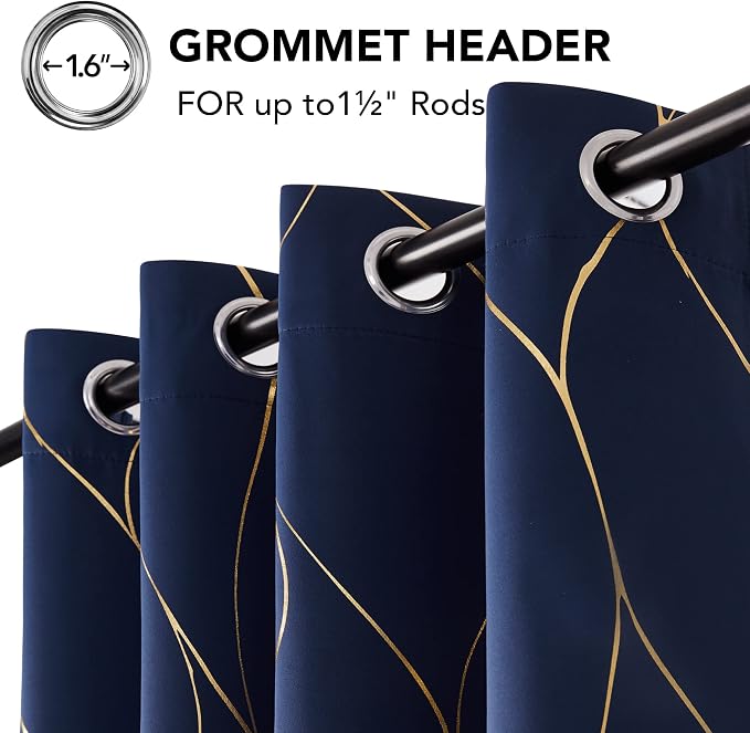 Deconovo Curtains for Living Room, Pattern Blackout Curtains 72 Inches Long | - Image 4