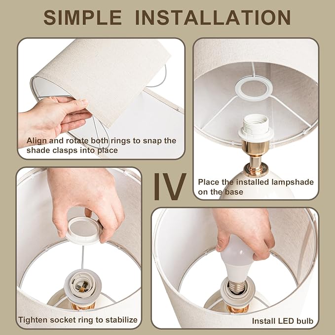 18.5" Table Lamp Set of 2 for Living Room Bedroom, Bedside Lamps for Night - Image 9