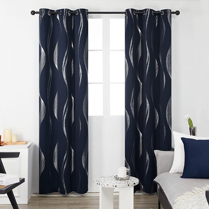 Deconovo Curtains for Living Room, Pattern Blackout Curtains 90 Inches Long | - Image 2