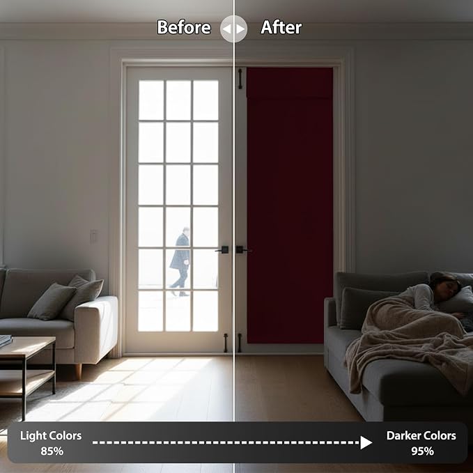 RYB HOME Blackout Door Curtain for Patio Front Tricia French Door Window | - Image 5