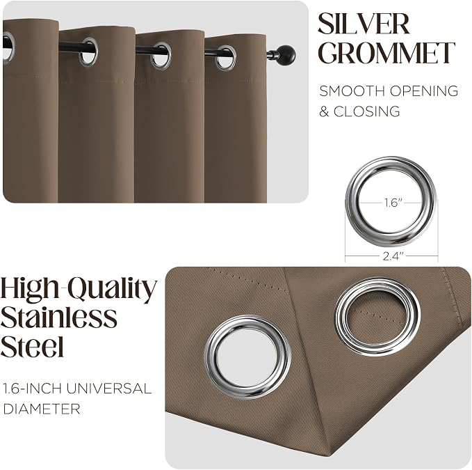 CUCRAF Blackout Curtains for Bedroom, Thermal Insulated Room Darkening Grommet - Image 2