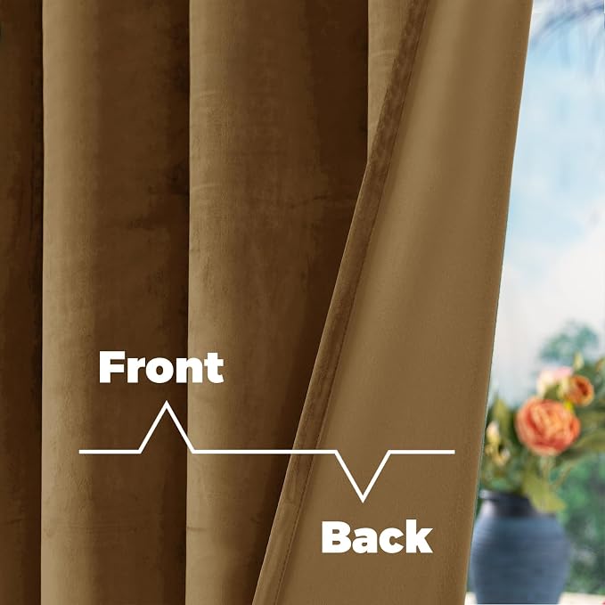 BGment Bronze Brown Velvet Blackout Curtains 72 Inches Long - Image 3