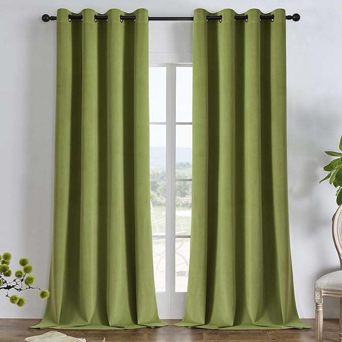 Joydeco 100% Blackout Curtains Velvet Black Out Curtain 90 Inch Drapes | by JOYDECO