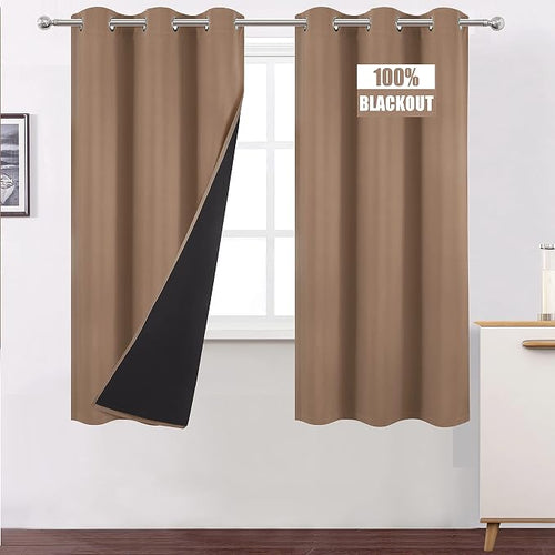 100% Blackout Curtains 40 x 63 Inch/Cappuccino Curtains 2 Panels by Lemomo