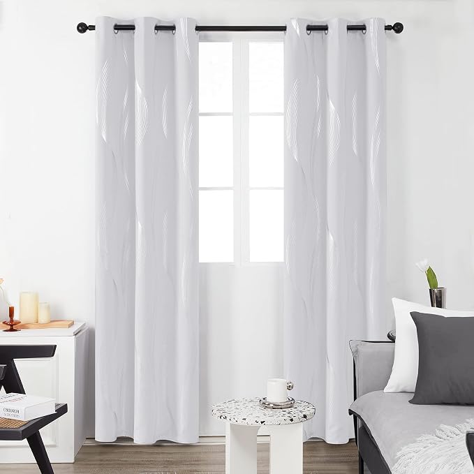 Deconovo Curtains for Living Room, Pattern Blackout Curtains 45 Inches Long | - Image 2