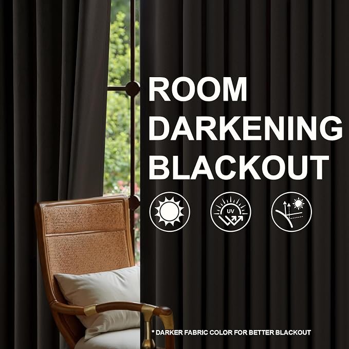 96 inches long Taupe Velvet Blackout Curtains - Image 6