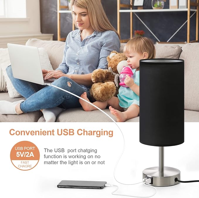 Bedside Lamp with USB Port - Image 3