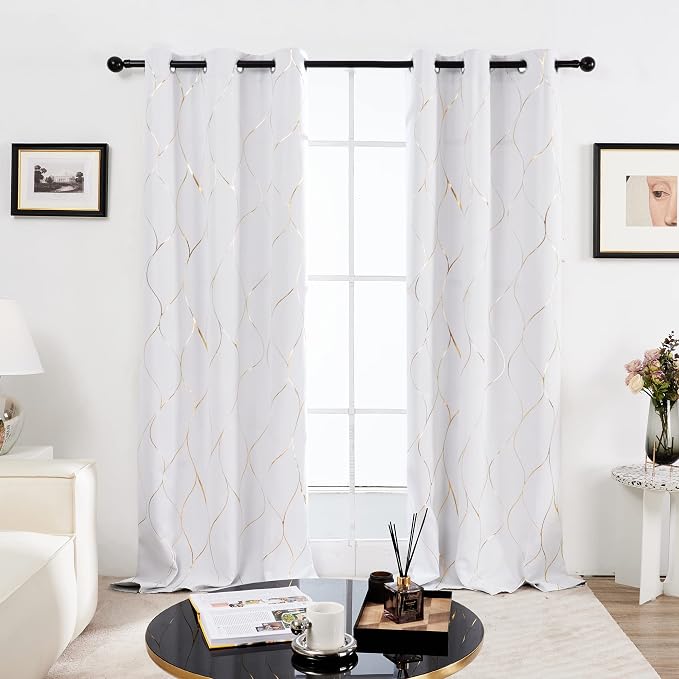 Deconovo Curtains for Living Room, Pattern Blackout Curtains 84 Inches Long | - Image 2