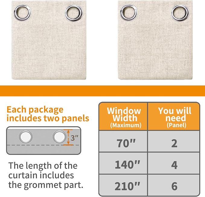 YoungsTex Linen Farmhouse Blackout Curtains 63 Inch Length 2 Panels Set | - Image 9