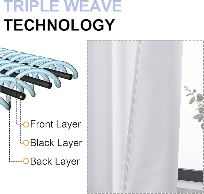 Simplebrand Ava Pure White Curtains 24 Inches Long 2 Panels, Light Filtering - Image 5