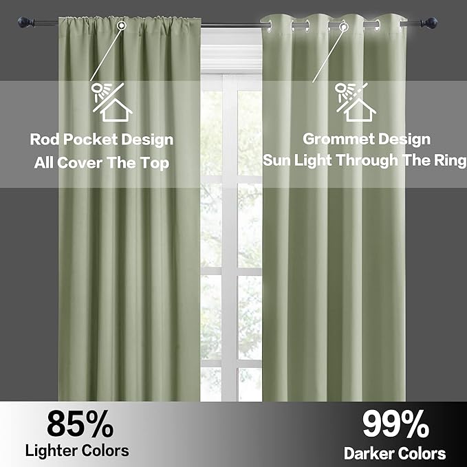 RYB HOME Blackout Curtains for Bedroom Living Room Nursery 63 inches Long | - Image 4