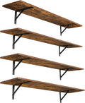 Long Wall Shelves, 55.1Inch Wooden Wall Mounted Shelves, Metal Brackets by DINZILVJ