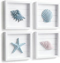 Tide and Tales 3D Coastal Wall Art, Beach Wall Decor, Framed Set of 4 | 7" x 7" by TideandTales