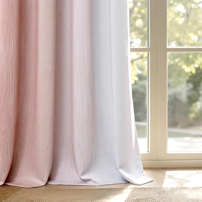 MIULEE Pink and Greyish White Ombre Blackout Curtains 52Wx72L Set of 2 | Full - Image 9