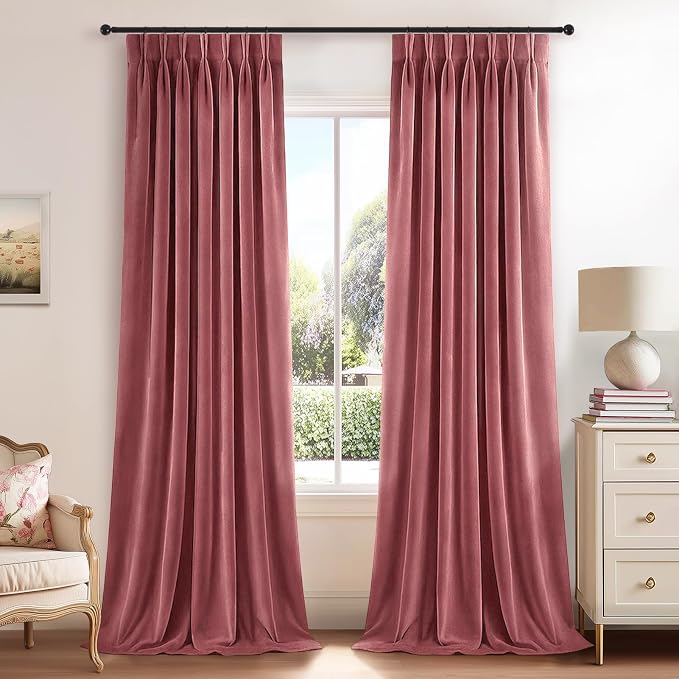 Dusty Pink Velvet 84 Inches Curtains 2 Panels Modern Luxury Decorative Pinch by Unknown