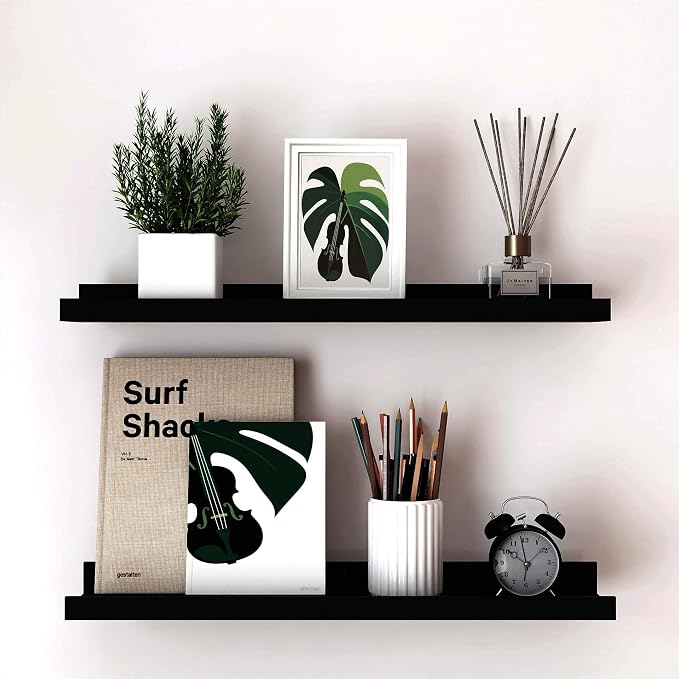 Black Floating Shelves for Wall Decor, 24 in Shelf by Unknown