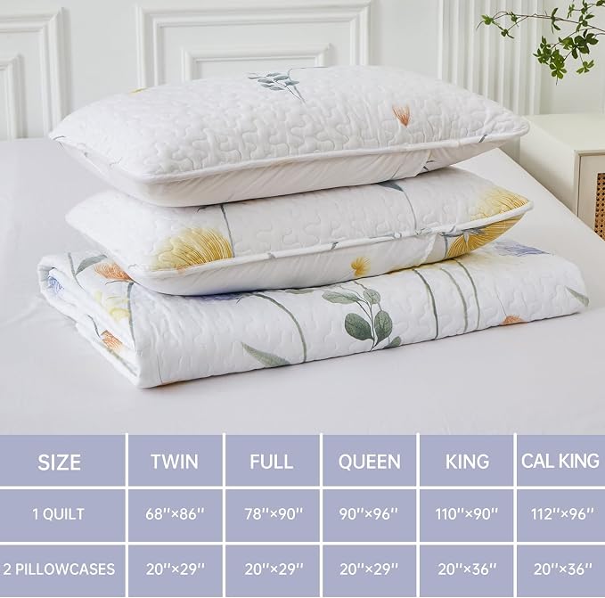 Dinjoy Quilt Set Full Size, Colorful Floral Bedspread - Image 5