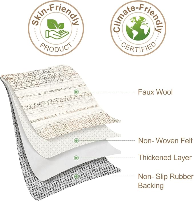 Nakagishi Area Rugs 9x12 Living Room Rug: Washable Boho Large Neutral Modern - Image 9