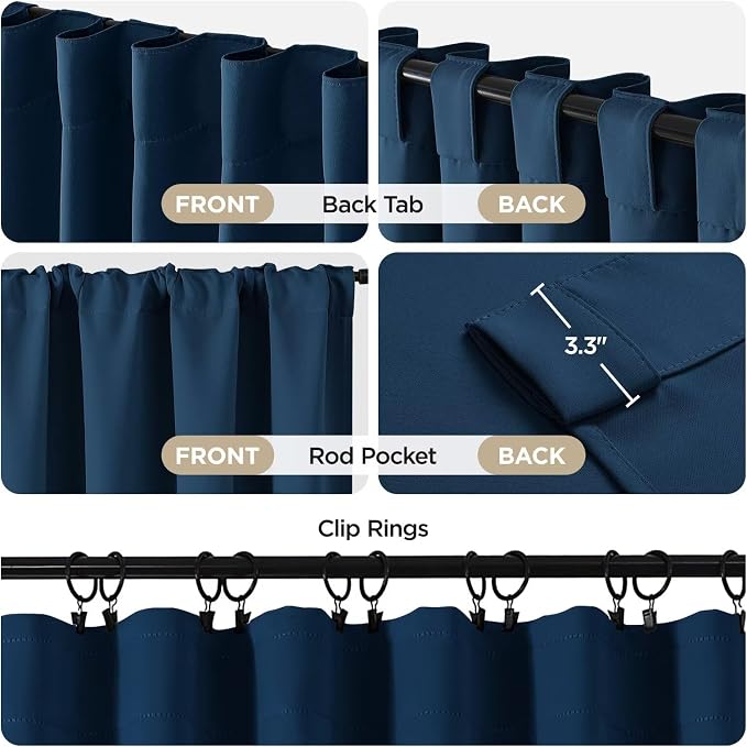 Joydeco Blackout Curtains 108 Inches Long, Thermal Insulated Black Out Curtains - Image 3