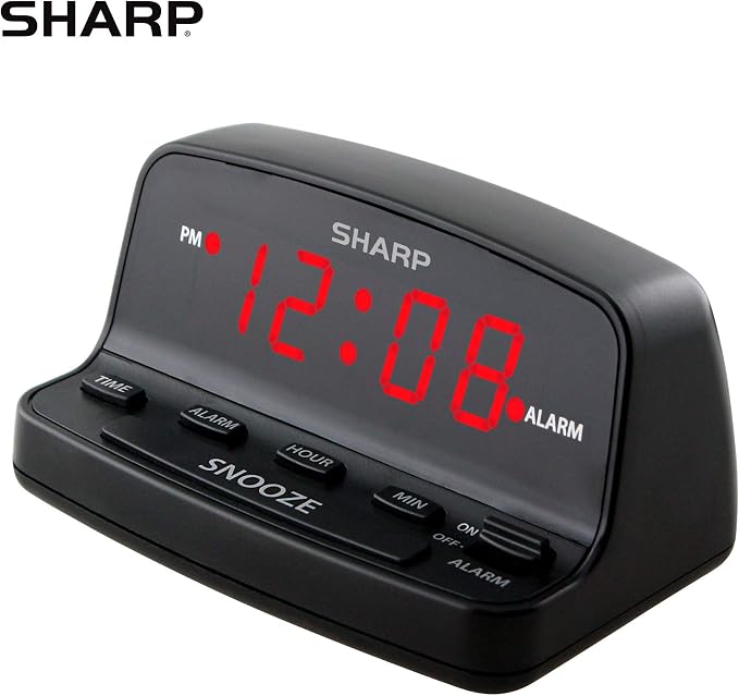 Sharp Digital Alarm Clock with Keyboard Controls, Large Snooze - Image 2