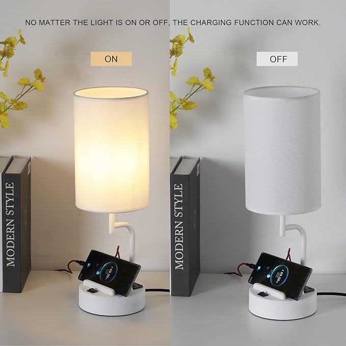 Dreamholder Table Lamp with 3 USB Charging Ports, Modern Desk Lamp with AC - Image 4