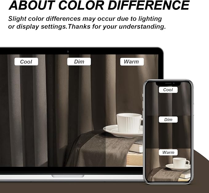 Velvet Blackout Curtains Light Taupe Room Darkening Soundproof Insulated - Image 8
