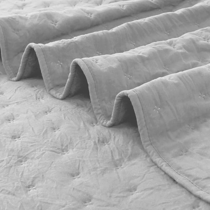 ROARINGWILD Light Grey King Size Quilt Bedding Sets - Image 8