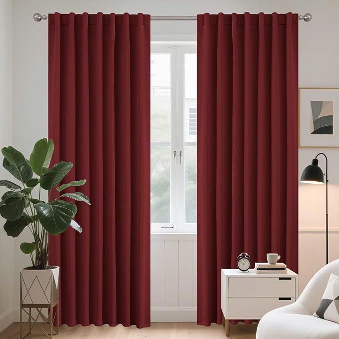 Joydeco Blackout Curtains 108 Inches Long, Thermal Insulated Black Out Curtains by JOYDECO