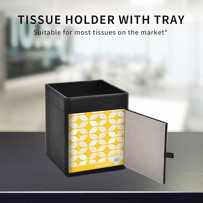 Tissue Box Cover Square Tissue Box Holder PU Leather Facial Tissues Organizer - Image 3