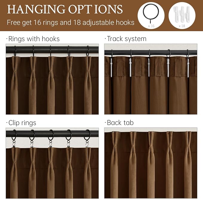 Brown Gold 102 Inches Long Velvet Curtains 2 Panels - Image 4